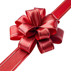 Red Satin Ribbon Bow A Festive Decoration isolated on transparent background