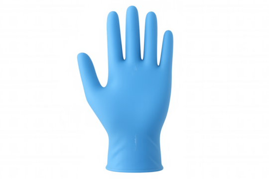 3d rendering of a blue medical glove showing open hand on transparent background, ideal for healthcare and medical concepts