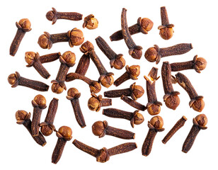 Scattered Clove Buds with Different Sizes and Angles, isolated on transparent background