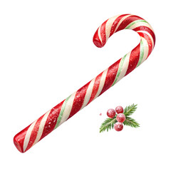 Classic Candy Cane isolated on transparent background