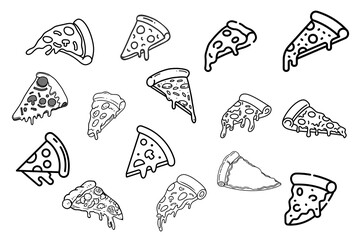 Pizza slice icon set, 