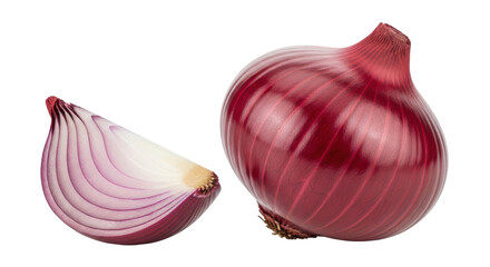 Isolated Red Onion with Slice