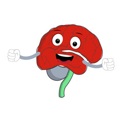 Vector illustration of cute cartoon brain mascot in various fun and expressive poses. Expressive Brain Illustration