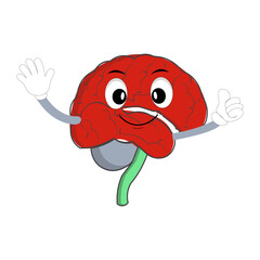 Vector illustration of cute cartoon brain mascot in various fun and expressive poses. Expressive Brain Illustration