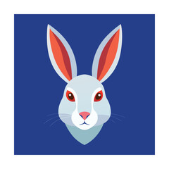 Obraz premium Rabbit Face with Red Eyes on Blue Background bunny