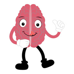 Vector illustration of cute cartoon brain mascot in various fun and expressive poses. Expressive Brain Illustration