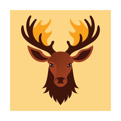 Fototapeta premium Stylized Deer Head with Antlers animal wildlife