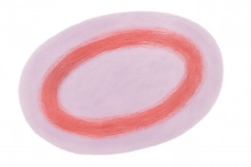 Textured red ring with oval outline, positioned against transparent backdrop, highlighting geometric design
