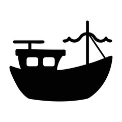 Black Silhouette Of A Small Fishing Boat