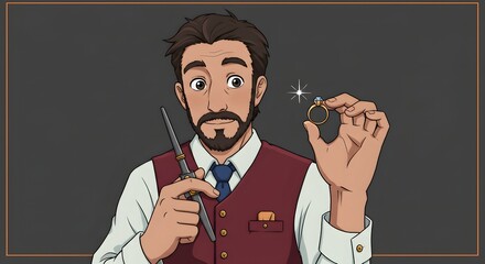 Jeweler Displaying a Ring with a Gem
