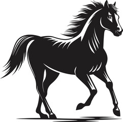 Majestic Black Horse in Motion A Striking Silhouette of Power and Grace Running Across the Ground