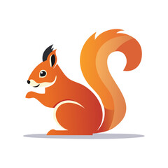 Fototapeta premium Illustration of an Alert Squirrel with Gradient Orange Fur and a Bushy Tail, Wildlife Concept