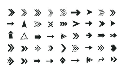 Arrow icons set, arrow vector collection, different shape arrows, direction and navigation symbols