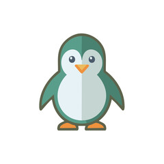 Obraz premium Cute cartoon penguin character icon in a flat design style. Adorable arctic bird animal vector illustration.