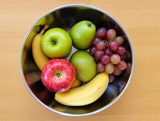  Fruta en tazón de acero inoxidable 