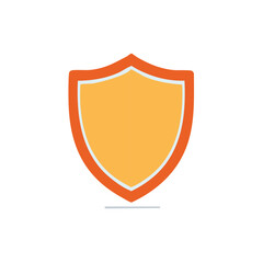 Orange and Yellow Shield Icon, Protection Symbol Illustration, Security Element, Safety Concept