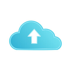 Fototapeta premium Upload Icon in Blue Cloud Shape Depicting File Transfer and Data Storage