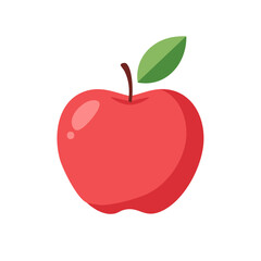 Obraz premium Vibrant Red Apple Illustration Fresh Fruit Single Isolated Healthy Eating Graphic Design Element Vector Flat Design