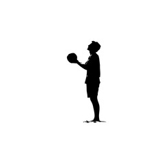 Black Beach Volleyball Player Silhouette – Clean White Background – High-Res Vector
