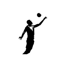 Black Beach Volleyball Player Silhouette – Clean White Background – High-Res Vector