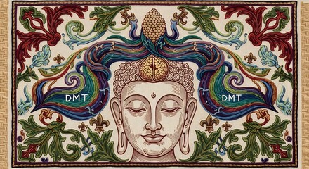 Fototapeta premium Buddha in Meditation with DMT Imagery