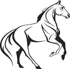 Dynamic Stallion Illustration Graceful Horse Design in Black and White Graphic Symbol of Power and Freedom