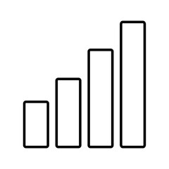 Simple line art bar chart showing upward trend