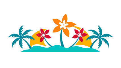 Obraz premium : Summer flower artwork. Tropical paradise artwork. Tropical flower t-shirt design