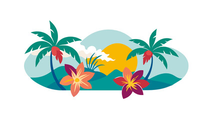 Obraz premium : Summer flower artwork. Tropical paradise artwork. Tropical flower t-shirt design
