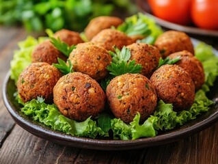 Crispy falafel balls on a plate