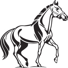 Majestic Horse in Striking Black and White Silhouette A Symbol of Power Grace and Unbridled Spirit