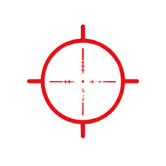 Illustration of a red crosshair target with a central dot and horizontal and vertical lines on transparent background