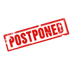 Illustration of a red postponed stamp with a rectangular border on a white background image view on transparent background