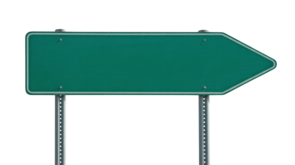 Green road sign pointing right for custom message insert