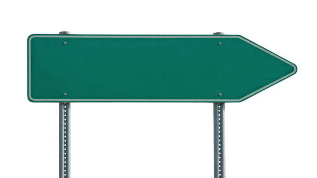 Green road sign pointing right for custom message insert - Powered by Adobe