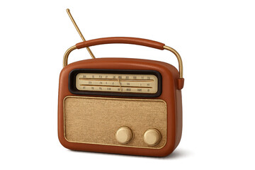 Vintage radio isolated on transparent background broadcasting nostalgia
