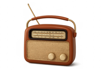 Vintage radio isolated on transparent background broadcasting nostalgia