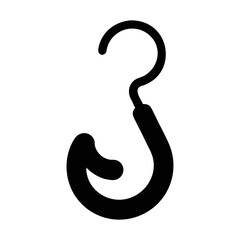 Black Fishing Hook Silhouette -PNG