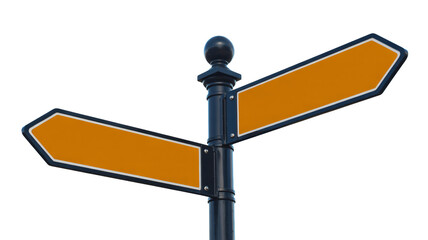 Choose your own adventure, two orange direction signposts