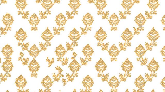 Elegant Floral Pattern in Gold on White Background for Design Use