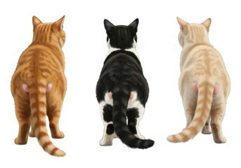 PNG Manx Cat Set of Tailless Poses Isolated on White Background Unique