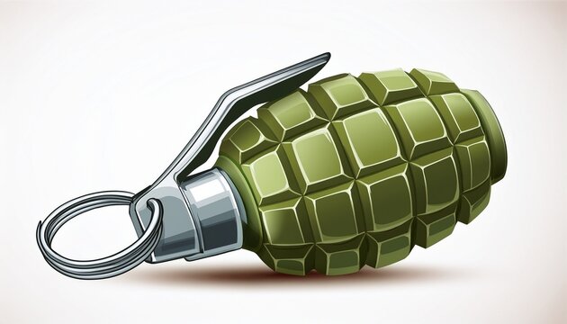 isolated realistic hand grenade with pin