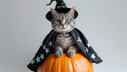 halloween pumpkin and witch