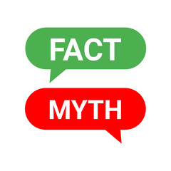 Green Fact and Red Myth Speech Bubble Icons for Truth vs False Information