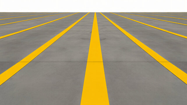 Abstract perspective of modern parking lot with yellow stripes