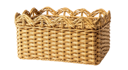 Isolated Wicker Basket, Empty and Decorative