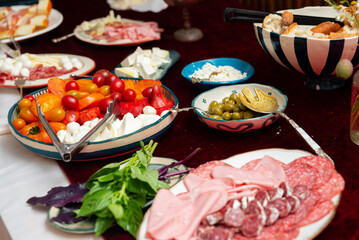 Italian appetizers and antipasto spread