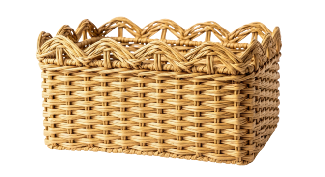 Isolated Wicker Basket, Empty and Decorative