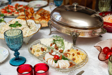 Festive dining table with dishes