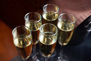 Champagne celebration with sparkling glasses